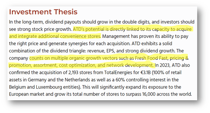 Alimentation Couche-Tard investment thesis published on Dividend Stocks Rock