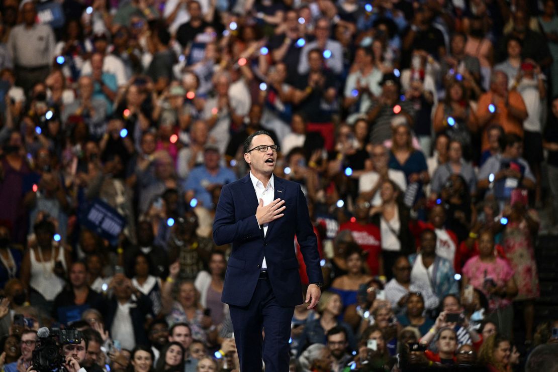 Pennsylvania Governor Josh Shapiro arrives at Temple University's Liacouras Center in Philadelphia, Pennsylvania, on Tuesday, August 6.